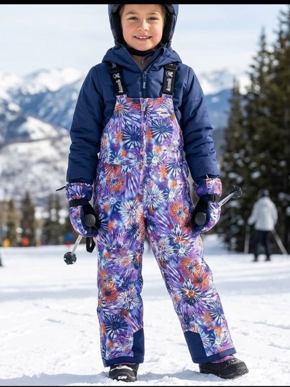 Kamik Purple Floral Girls Snow Ski Bib Jumpsuit.. insulated/lined sz 7